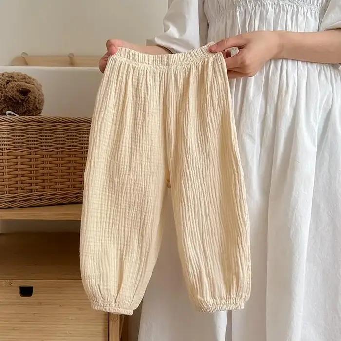 Pantalons simples pour enfants, couleur unie, vêtements d'été, fins, amples, Anti-moustiques, bouffants pour bébés filles, pantalons décontractés