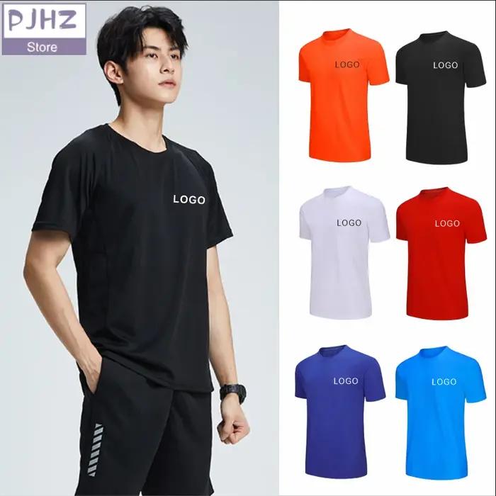 T-shirt de sport respirant à séchage rapide bon marché, course à pied, fitness, marathon, football, basket-ball, logo personnalisé, impression de broderie