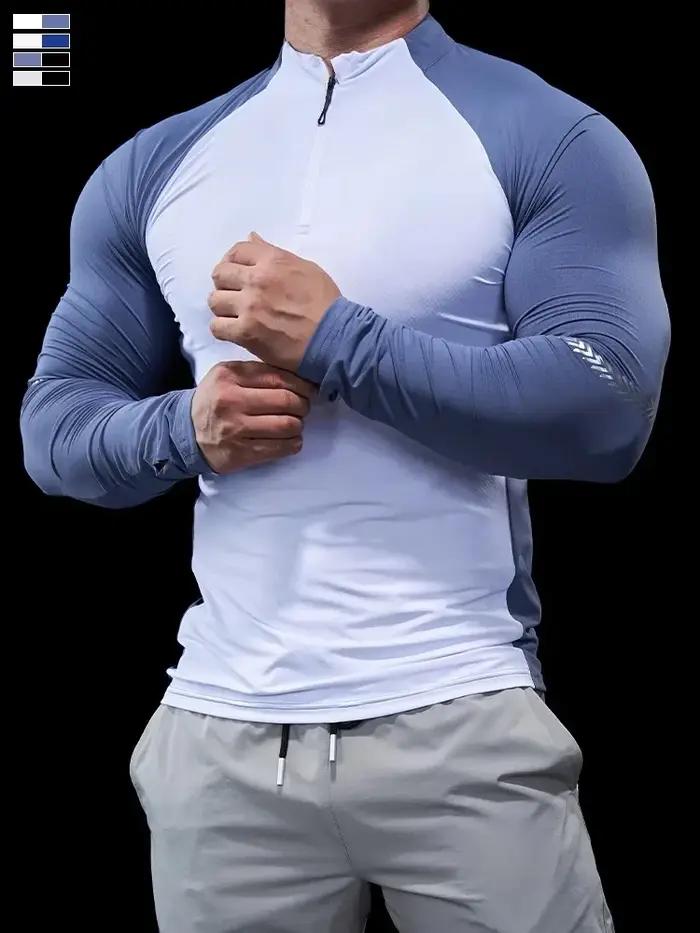 Collants d'automne et d'hiver pour hommes, vêtements de Fitness, polos, demi-zip, vêtements de cours