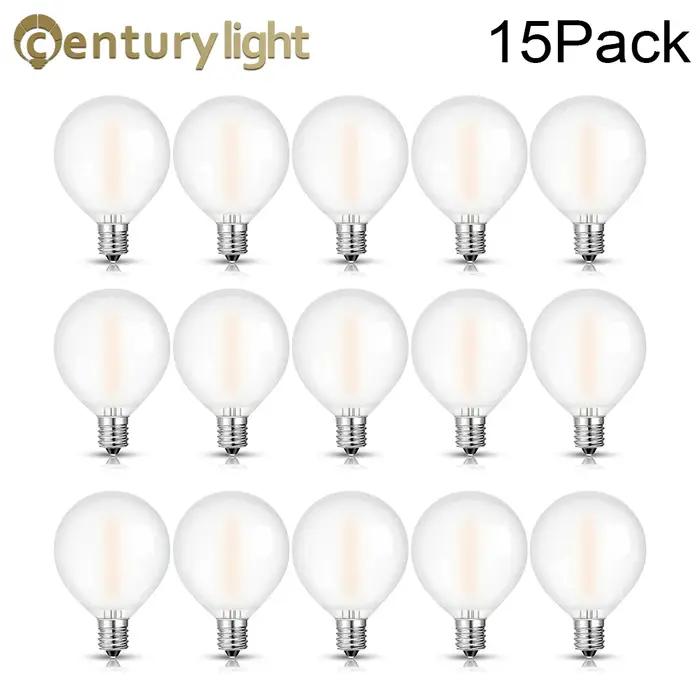 Ampoule LED Rétro G40 Frosted 1W Culot E12 220V, Verre Laiteux Type Boule de Golf, Blanc Chaud 2700K