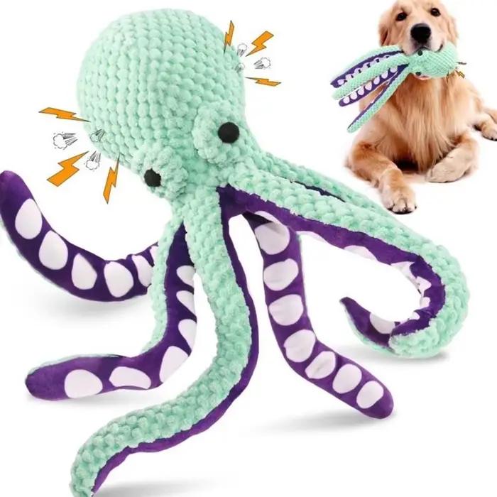 Jouet poulpe en peluche pour chiens vert son interactif maison compagnon d'ennui jouet résistant à la mastication