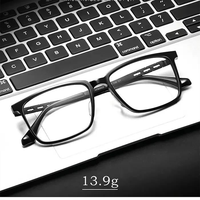 YIMARUILI Ultra-léger affaires pur titane carré lunettes cadre acétate rétro optique Prescription lu