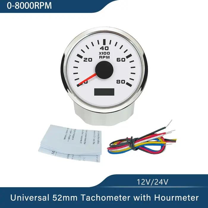 Tachymètre universel avec rétroéclairage rouge pour voiture, bateau, yacht, nouveau, 52mm, tr/min, m
