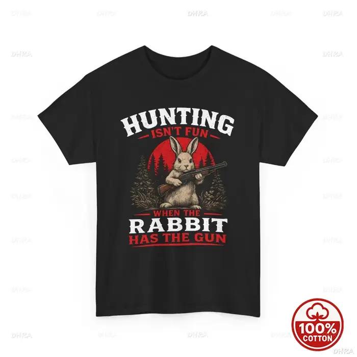 La chasse n'est pas amusante quand le lapin est là - T-shirt unisexe pour le camping, la randonnée, la pêche, le tir, style goth Y2k, cadeau, haut ample à manches courtes.