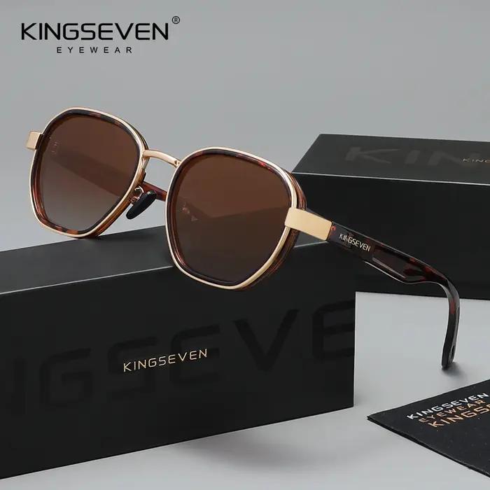 KINGSEVEN Lunettes de soleil rondes pour hommes