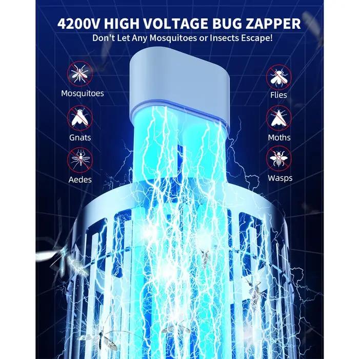 Piège à moustiques électrique extérieur Minimoon Bug Zapper 4200V avec double LED IPX4 pour chasse aux insectes