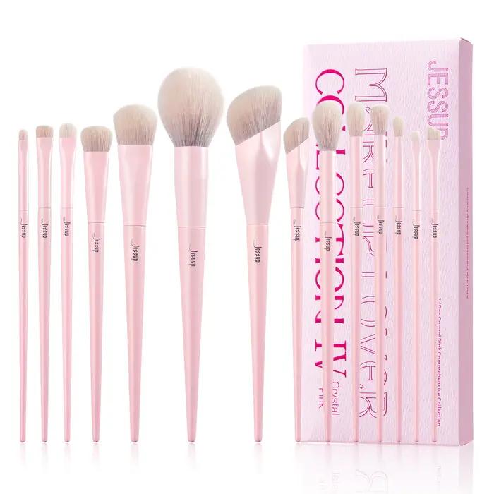 Jessup-Ensemble de pinceaux de maquillage roses