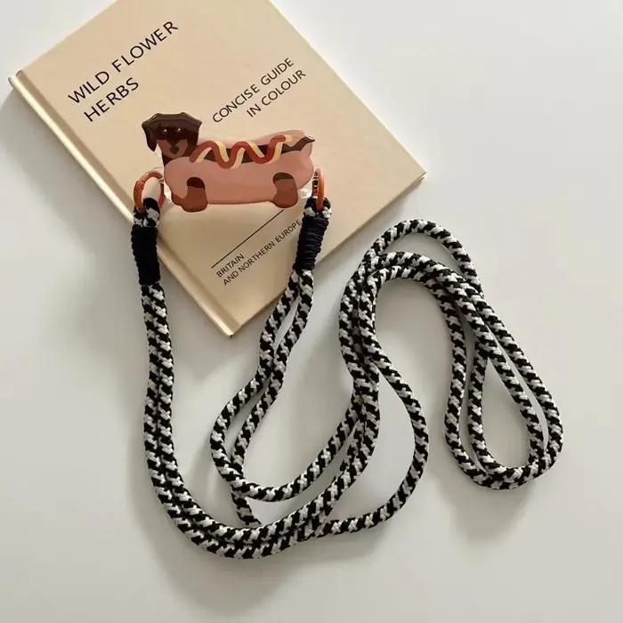 Bandoulière dessin animé pour téléphone avec clip arrière et sangle de cou amovible pour filles, chien et lapin, style unique pour occasions spéciales