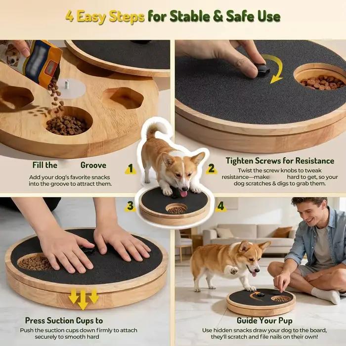 Jouet griffoir 3-en-1 pour chiens bois avec lime à ongles et distributeur de nourriture pour occasions spéciales et quotidienne