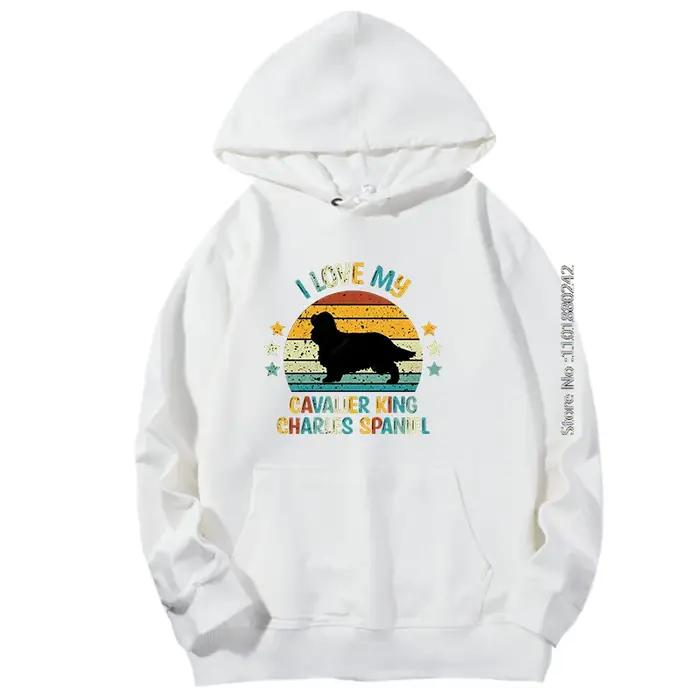 Sweat à capuche Cavalier King Charles épagneul vintage rétro pour hommes printemps automne décontracté