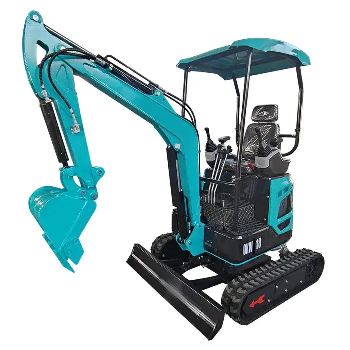 Mini-excavatrice hydraulique de 1,8 tonne, équipement de construction pour les travaux de construction et d'aménagement paysager.