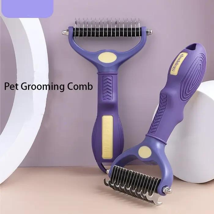 Brosse de toilettage double face pour chiens et chats peigne anti-poils démêlage toilettage animaux de compagnie usage quotidien déplacements compétitions dressage