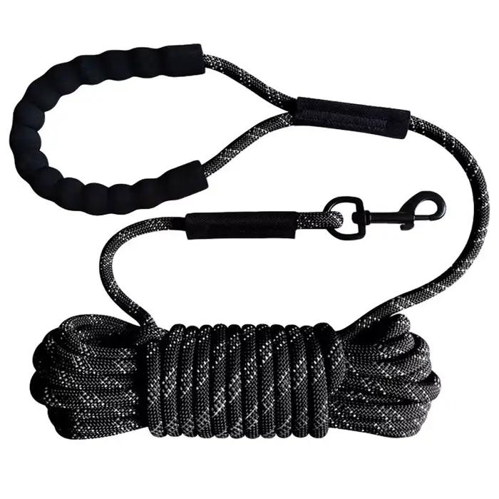 Laisse réfléchissante pour animaux de compagnie en nylon et mousse pour petites, moyennes et grandes races de chiens, idéale pour les promenades nocturnes et l'entraînement de rappel