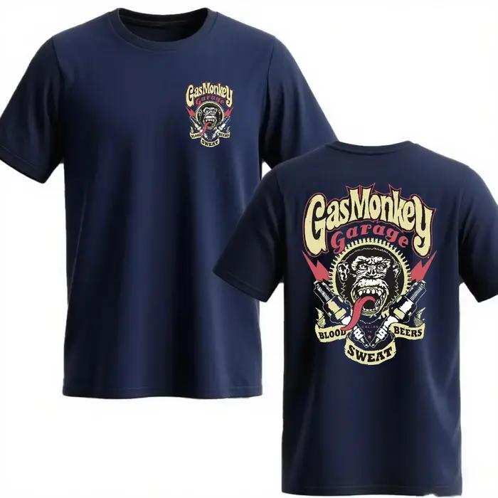 Nouveau T-shirt en coton à manches courtes pour homme Gas Monkeys Garage, décontracté d'été, essenti