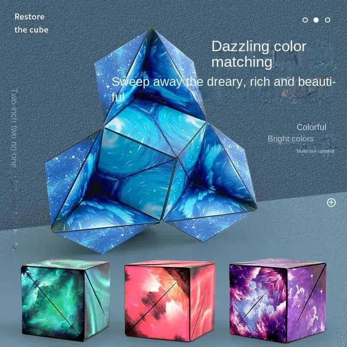 Cube Magique Magnétique Anti-souligné 3D, Variété Géométrique, Interchangeable, Puzzle à Rabat à la