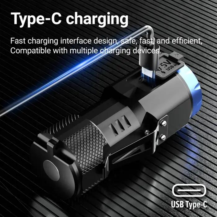 6500k 8x P35 Led haute luminosité Mini paume petite lampe de poche USB charge COB lumière latérale a
