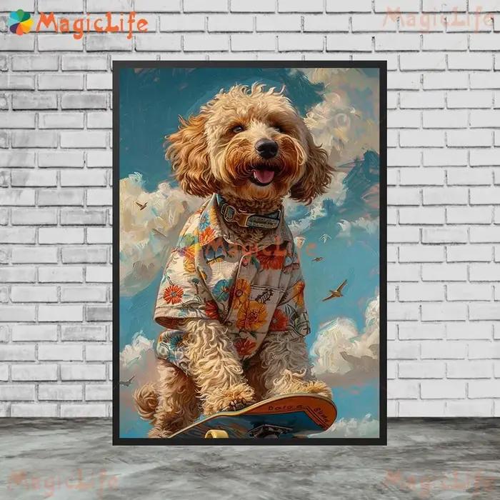 Peinture sur toile de chien de dessin animé pour salon