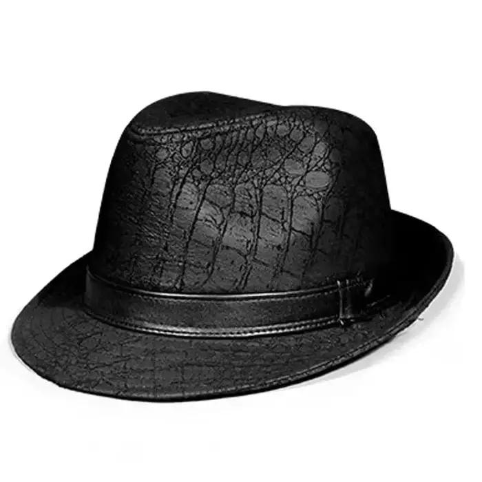 Hiver en cuir véritable daim imprimé noir GeometryTop chapeaux pour hommes/femmes messieurs britanni