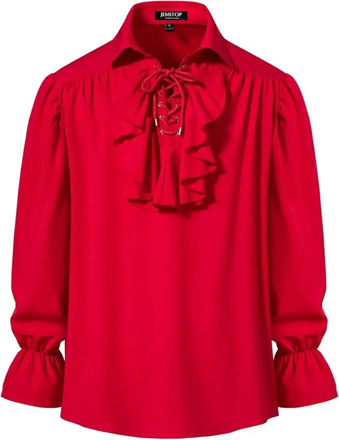 LisdinoJEMITOP hommes Pirate Vampire chemise à volants manchette élastique poète victorien Steampunk Renaissance médiéva
