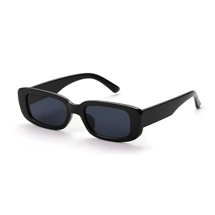 Lunettes de soleil randonnée voyage rectangle petit léopard noir - Modèle rétro chic unisexe UV400 2021