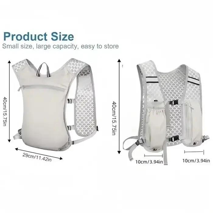 Gilet de course léger avec poche pour bouteille d'eau, réfléchissant, sac de poitrine d'hydratation avec support pour téléphone