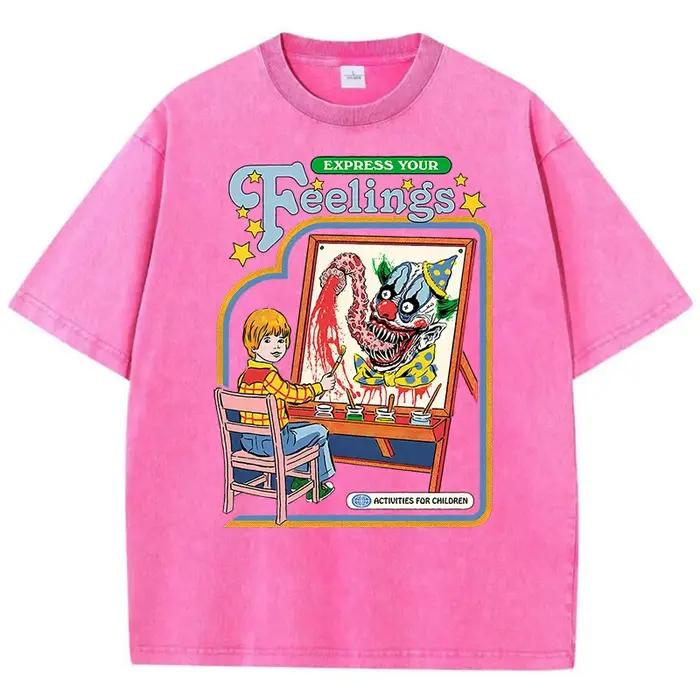 T-shirt Clown vintage rétro pour homme en coton 100%, décontracté et respirant, parfait pour l'été, les sorties et les occasions spéciales