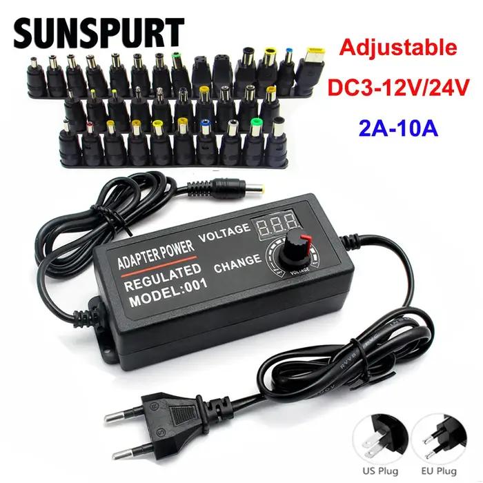 Alimentation réglable AC à DC 3V 5V 6V 9V 12V 15V 18V 24V 1A 2A 5A, adaptateur universel AC220V à 12
