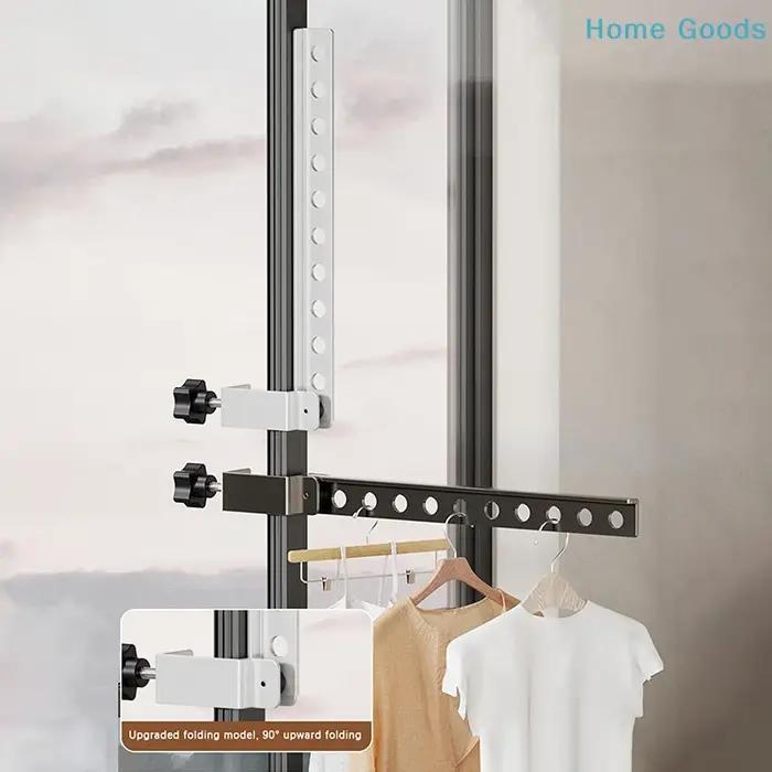 Porte-vêtements mural pliable et rotatif noir en aluminium