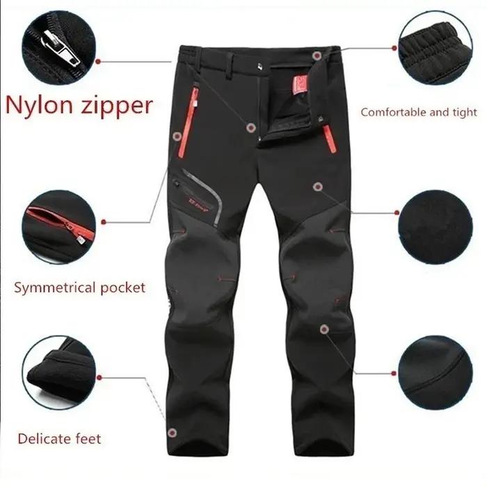 Pantalon homme imperméable randonnée pêche 2 styles fin/épais softshell polaire cargo outdoor