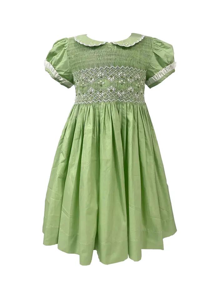 Robe à smocks en coton brodée style anglais pour enfants occasions spéciales été jouets partys banquets