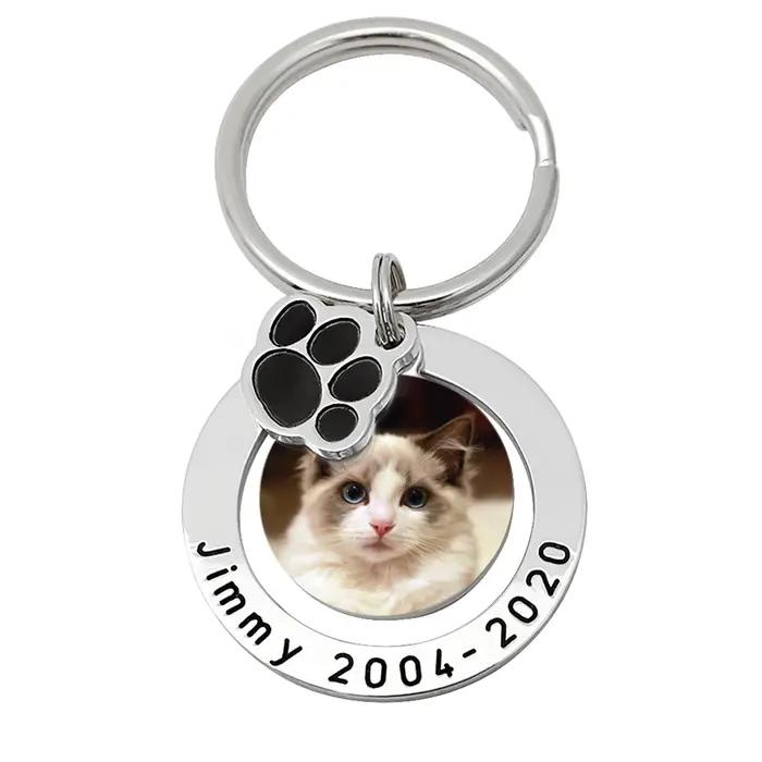 Porte-clés personnalisé avec photo de chien ou chat, porte-clés à la mode pour amoureux des animaux, cadeau commémoratif personnalisé pour occasions spéciales