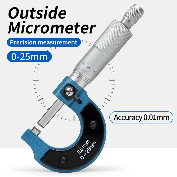 Micromètres extérieurs 0-25mm 0.01mm, outil de mesure, échelle, pied à coulisse mécanique, Micro mèt