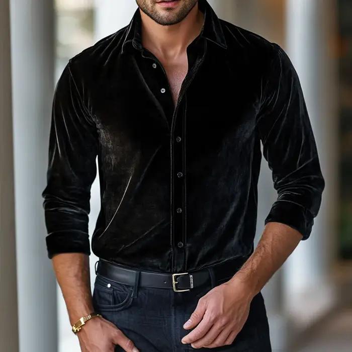 Chemise Boutonniere Flanelle Décontractée Hommes Style Unie Automne Hiver Occasions Spéciales