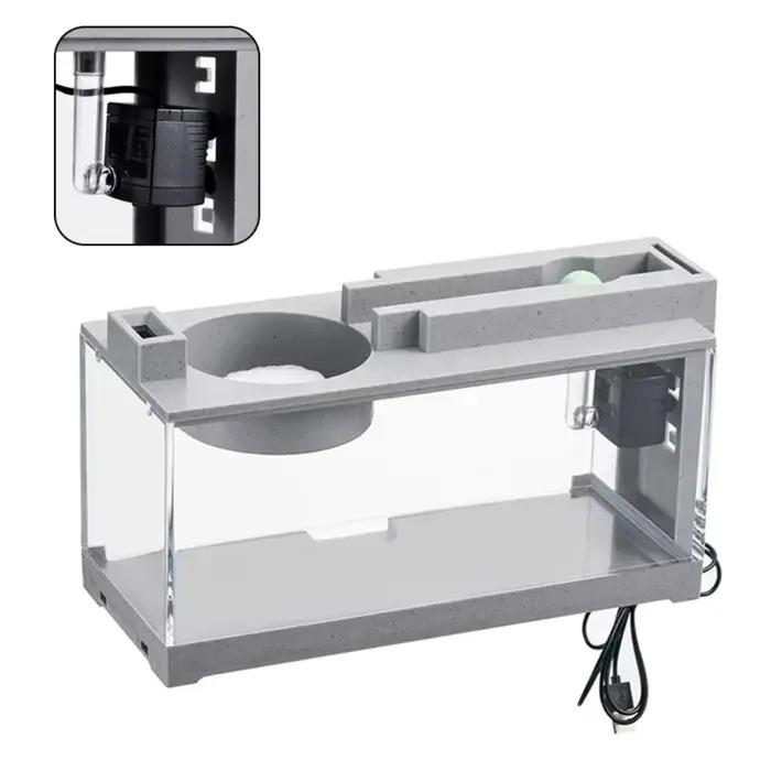 Aquarium paysager à eau courante avec filtre silencieux, pompe à eau et lumière, petit aquarium gran