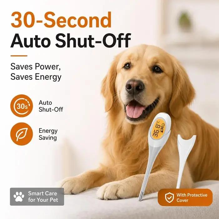 Thermomètre numérique pour animaux de compagnie JUSTLANG, lecture rapide en 8 secondes, sonde souple, sonde étanche, thermomètre pour chiens, chats, vétérinaire