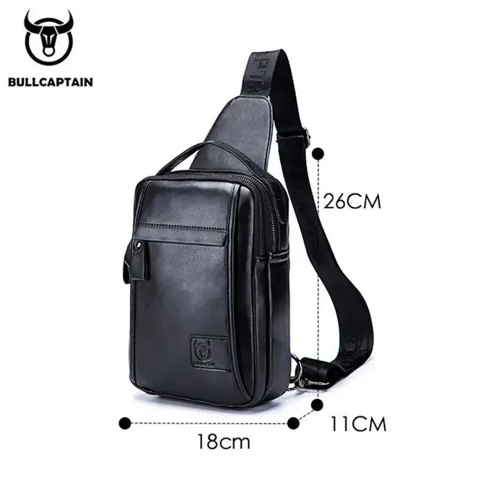 BULLCAPTAIN-Sac de poitrine en cuir véritable pour homme, sac à bandoulière multifonction, peut accu