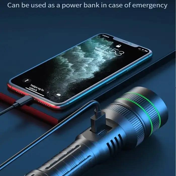 Lampe de poche LED la plus puissante à longue portée, Zoomable, torche de Camping, batterie 26650 in