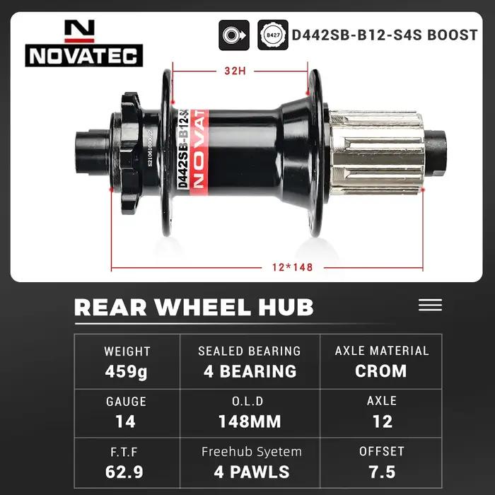 Novatec moyeu de vélo D442 D041 moyeu de roue avant arrière 2/4 roulement pour moyeu de VTT 8/9/10/1