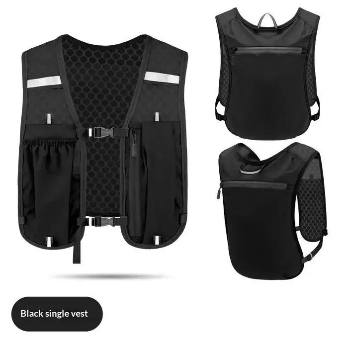 Gilet de course léger avec poche pour bouteille d'eau, réfléchissant, sac de poitrine d'hydratation
