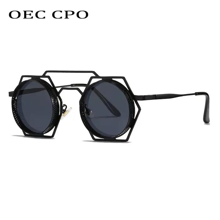 OEC CPO Steampunk lunettes de soleil rondes femmes hommes 2023 maille métallique personnalité lunett
