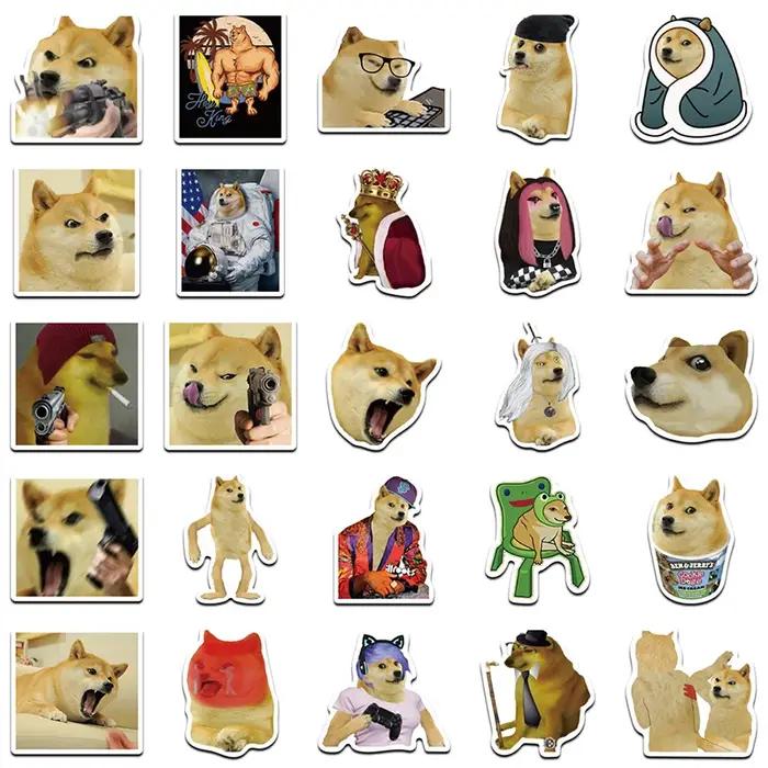 50 pièces Meme chien autocollant drôle