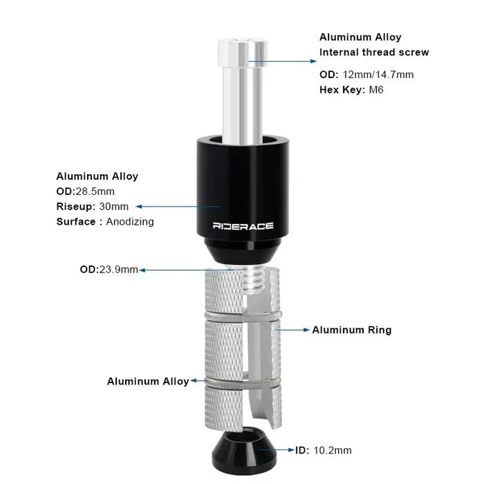 Extension de hauteur de tige de guidon de vélo 1-1/8 "(28.6mm), fourche en alliage, rehausseur caché