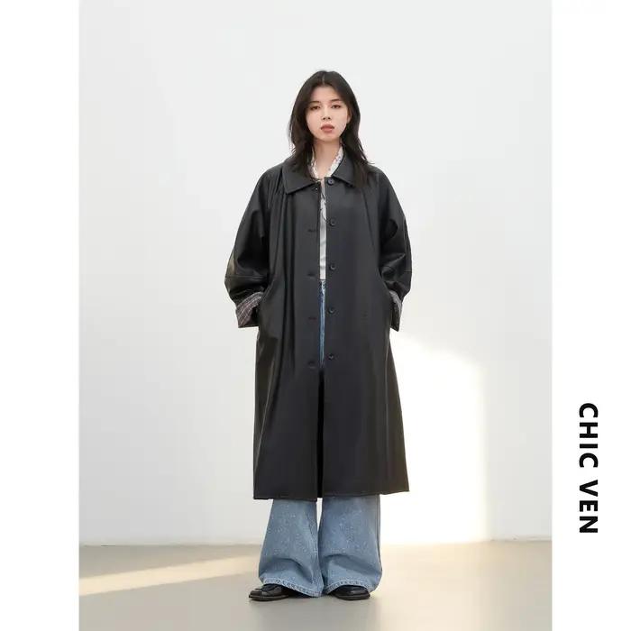 Manteau long en PU pour femme CHIC VEN