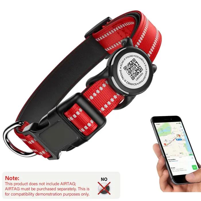 Collier pour chien étanche avec support AirTag et code QR