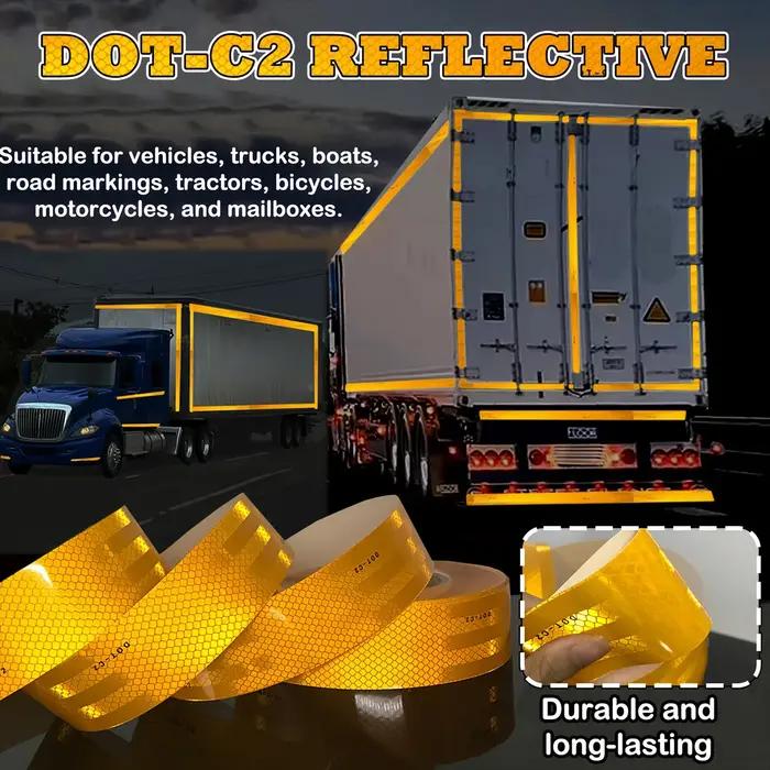 Bande réfléchissante jaune pour camion moto remorque vélo sécurité visibilité nocturne protection conduite nuit sécurité routière
