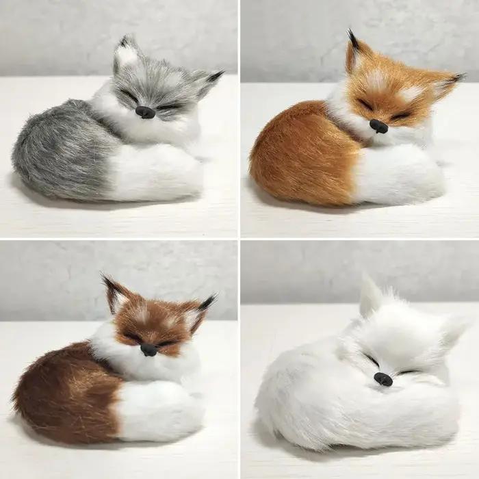 Mini Renard En Peluche Pour La Décoration De Maison, Simulacre Animal Accroupi, Figurine Décorative Robuste Pour Salon Occasions Spéciales