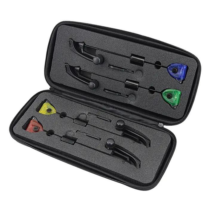 Swinger de pêche pour alarme de touche Lumineux LED 4pcs Balanciers tige dure dans étui protection B