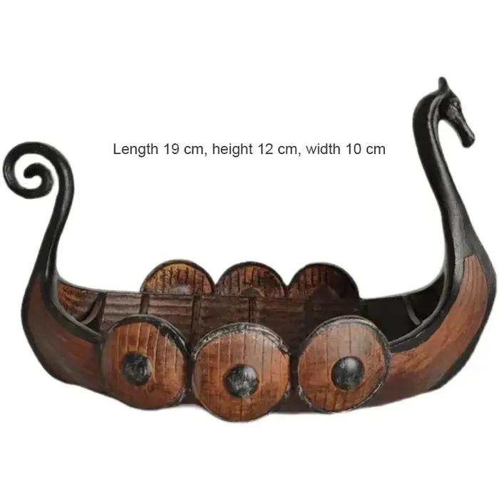 Ornement en résine de bateau viking rétro nordique, figurine de bateau vintage, décoration de bureau et support de rangement pour la maison