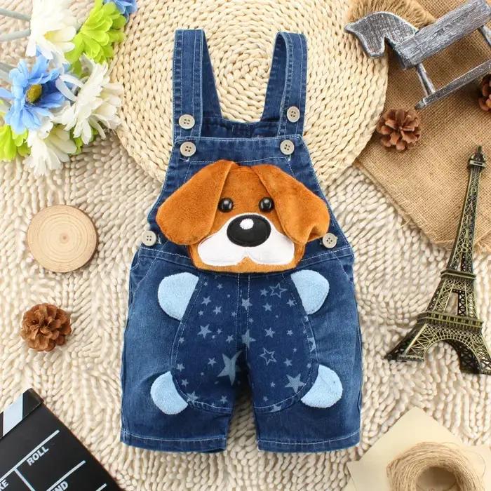 Salopette ienens en coton et polyester pour enfants 1-3 ans avec motifs animaux de compagnie pour été et occasions spéciales