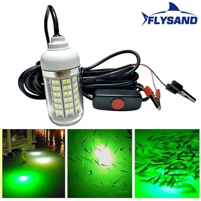 FLYSAND lampe sous-marine Ultra lumineuse 12V 15W 108 LED lumière de pêche de nuit IP68 étanche gout